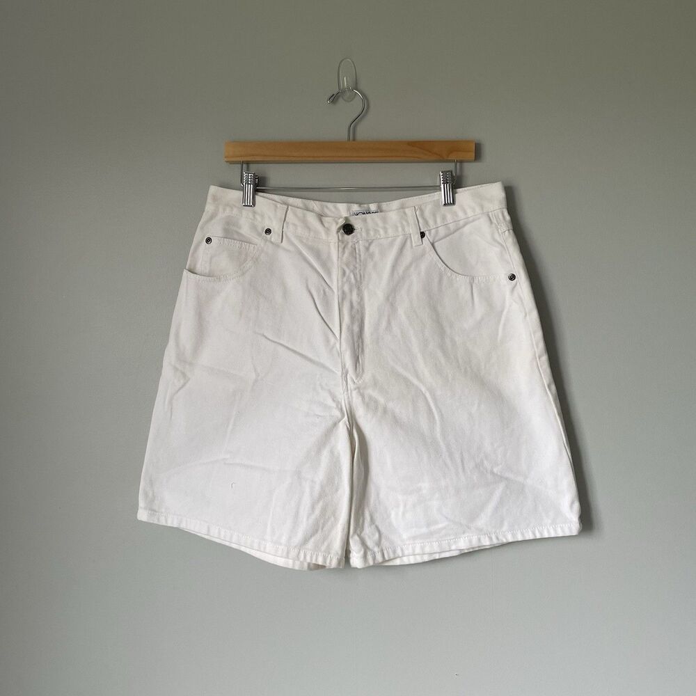 Vintage Honors Denim Shorts White 100% Cotton 6.5" Inseam Women's Size 16